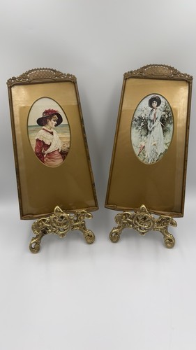 Pair vintage ornate gold - pair,
