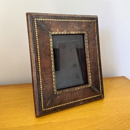 Old vintage brown faux leather - vintage,