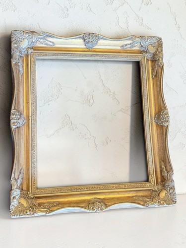 Old gold rococo wooden frame - wooden,