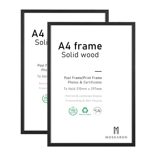 Picture frame black wood - a4,