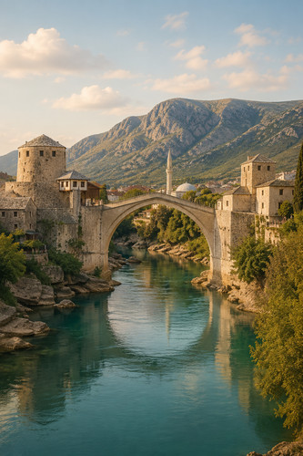 Mostar old bridge bosnia and - bosnia,